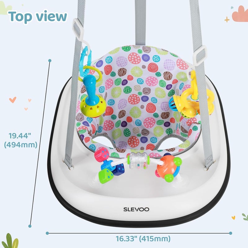 Slevoo Baby Jumper, Baby Door Jumper with Bumper, Play Tray and Two Jingle Rattles, Joyful Bubbles - Image 5